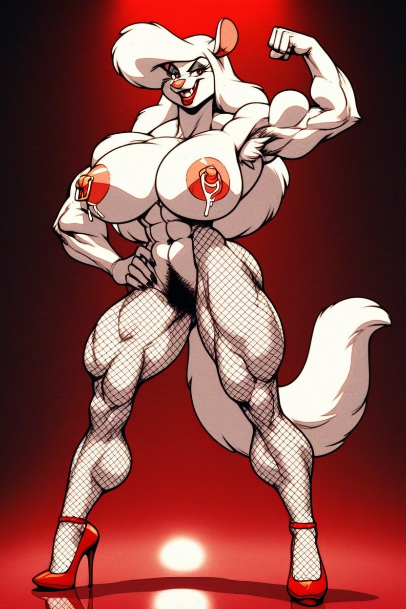 White Fur, Evil Smile, Full View Furry AI Porn