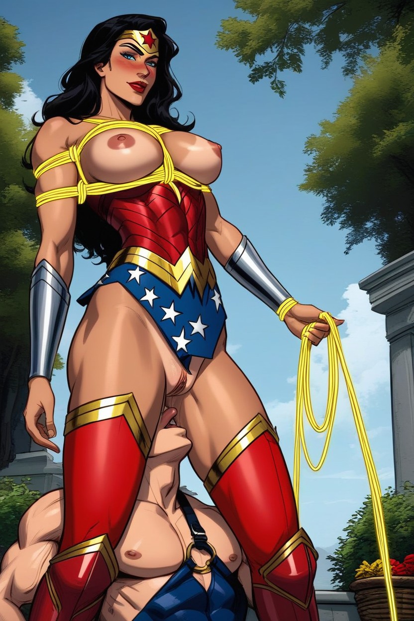 Wonder Woman, Black Hair Female, Tan Skin Hentai AI Porn