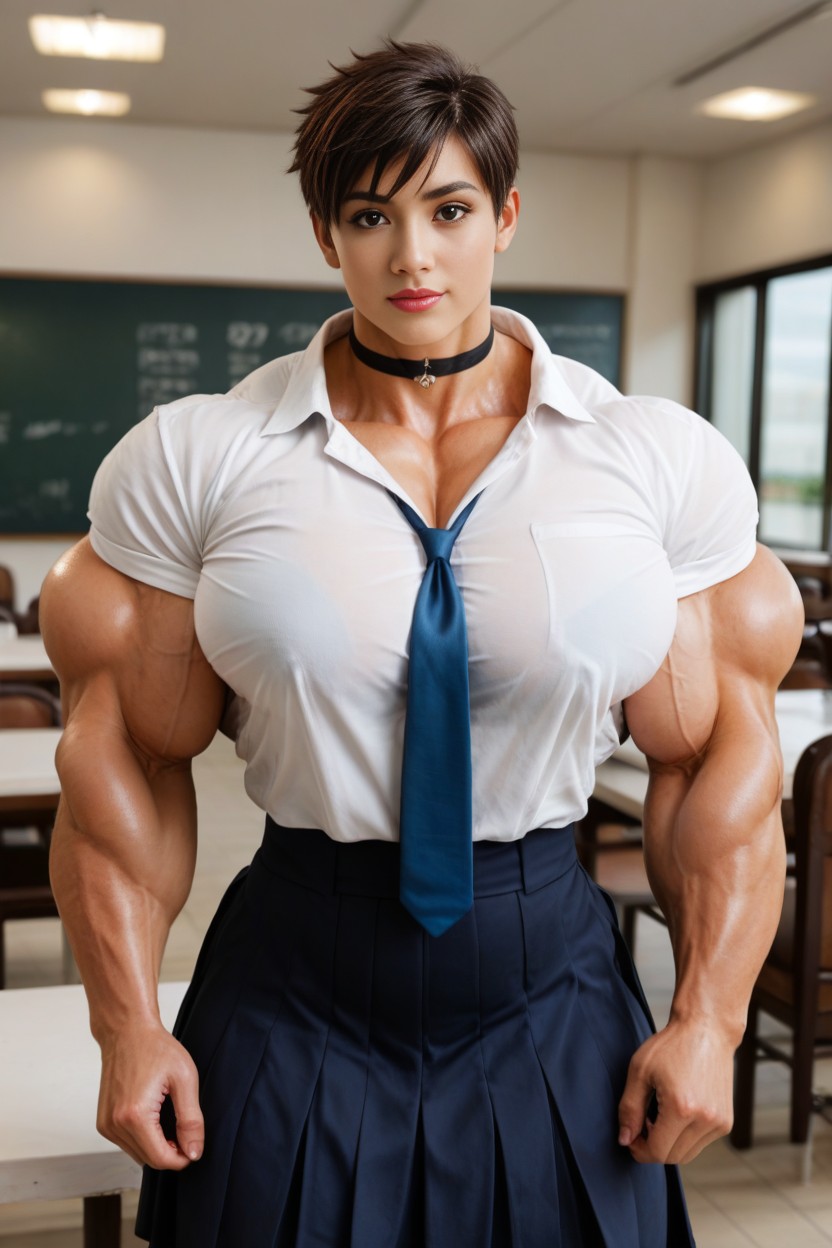 Huge Back Muscles, Massive Muscles, Blue Necktie AI Porn