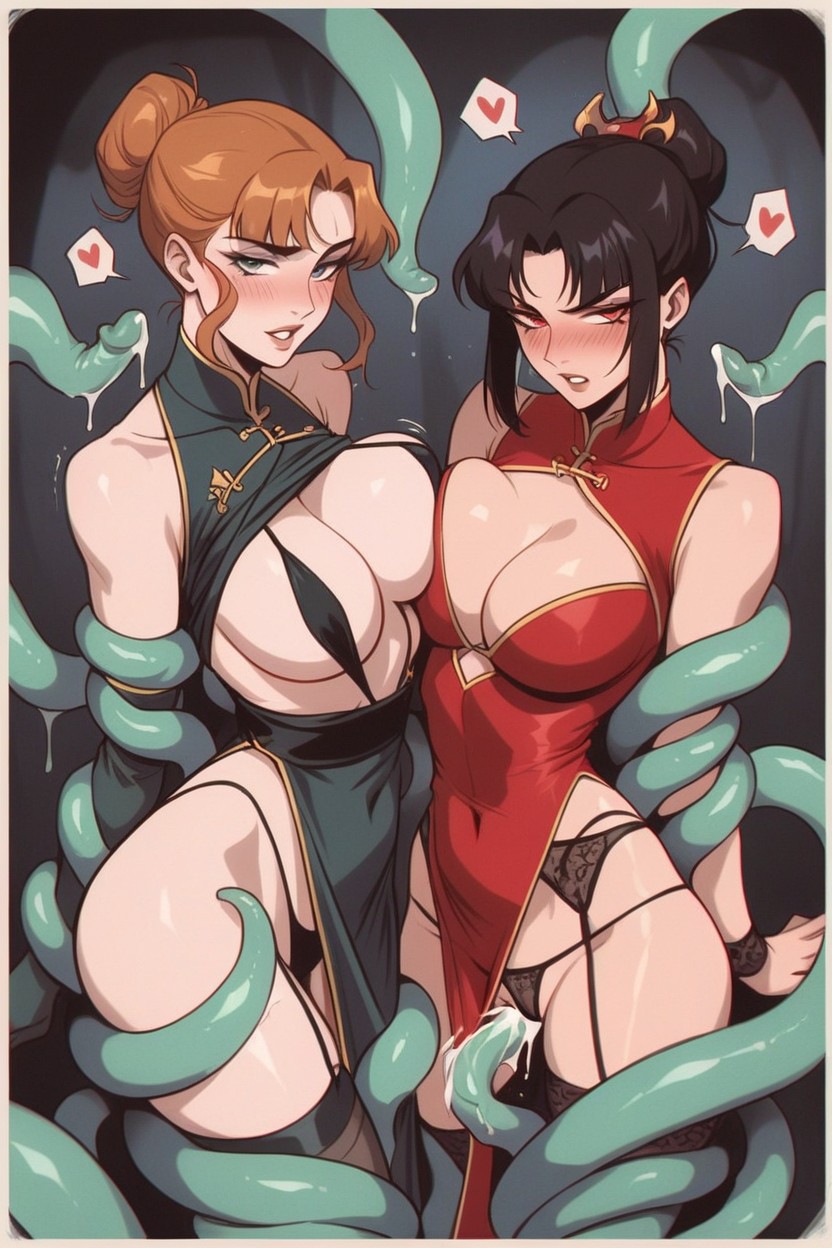 2 People, Chinese Hanfu, Motion Lines Hentai AI Porn