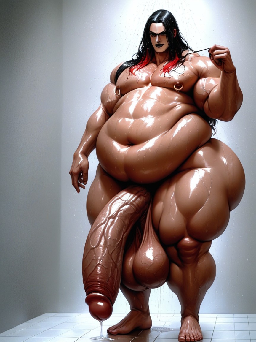 Morbidly Obese, Cock Longer Than Leg, Full Body AI Gay Porn