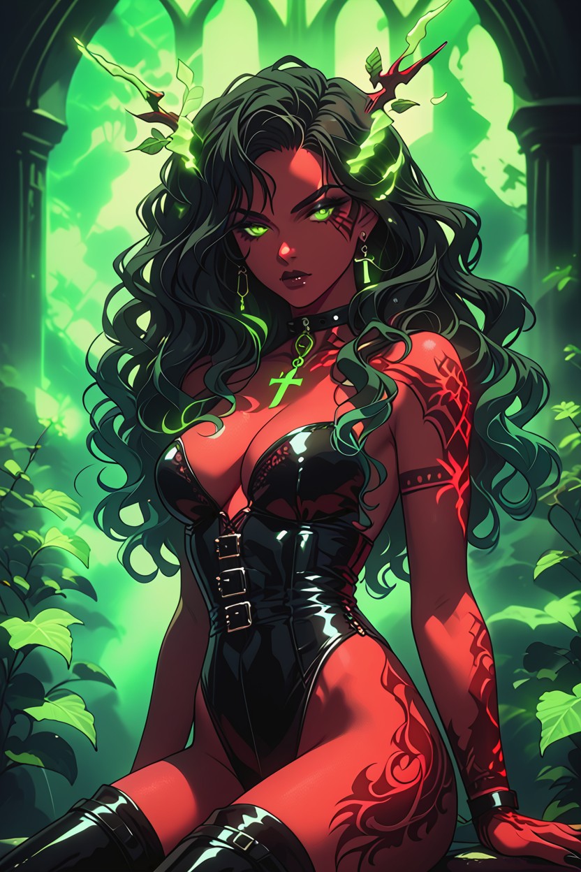 "key Features" "bronze Skin With Glowing Vine Tattoos", "dynamic Wind Swept Hair", Dildo Ride Hentai AI Porn