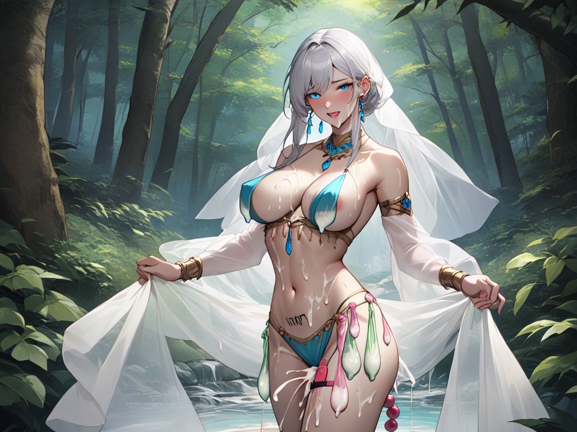 Forest, Used Condom Belt, Cum Pool Hentai AI Porn