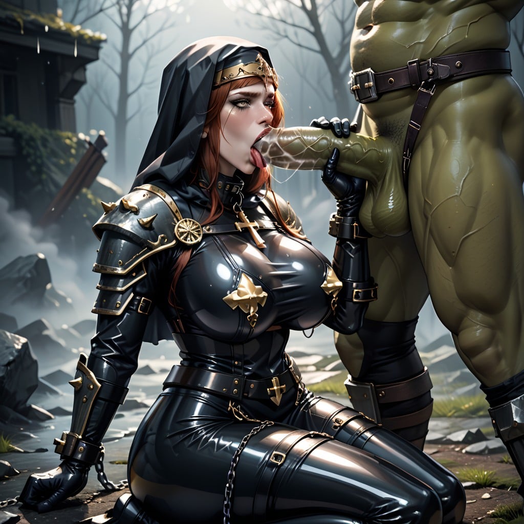 Defeated Human, Large Orc, Large Lip Piercing Hentai AI Porn