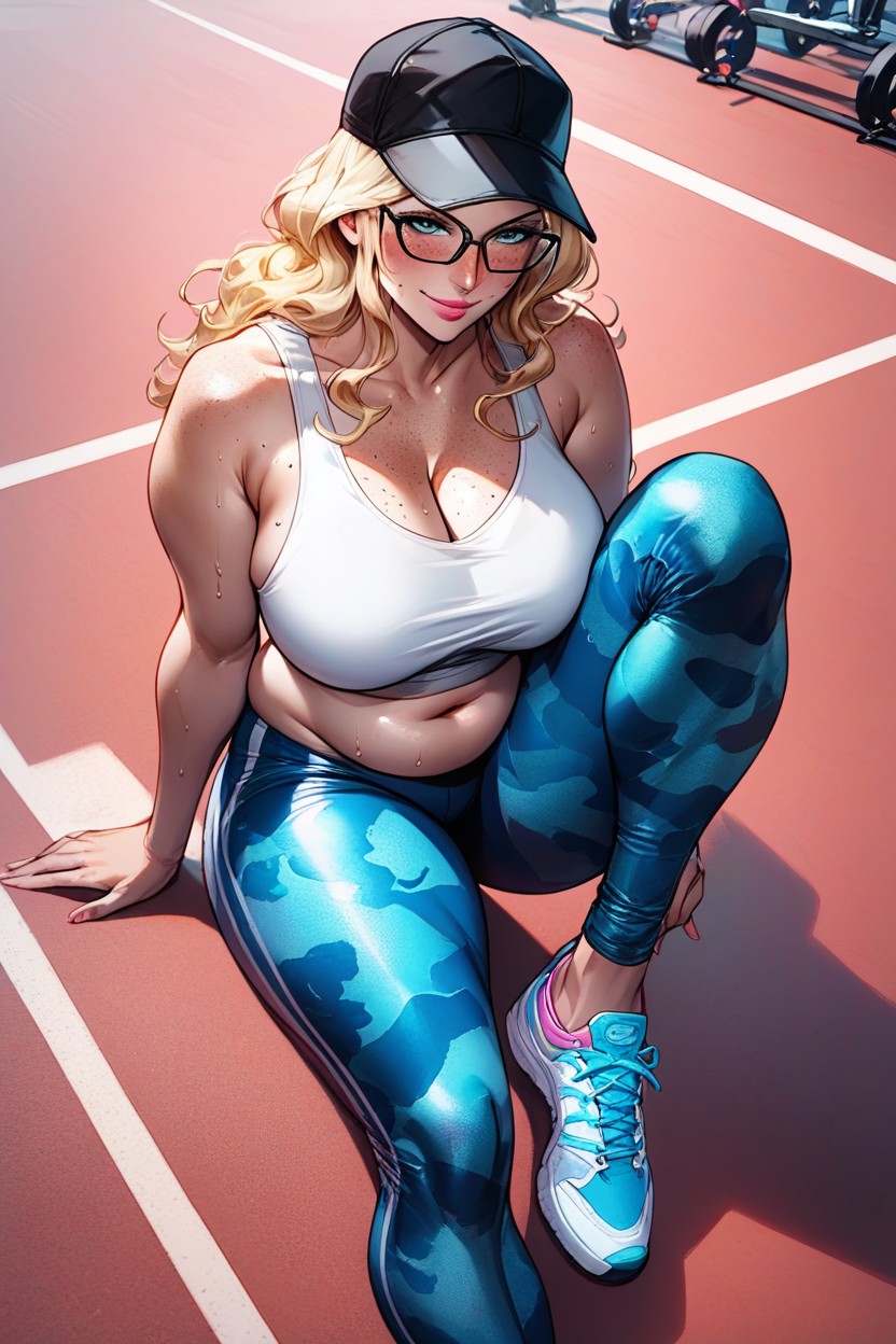 At The Gym, Like In Anime, Blushing MILF AI Porn