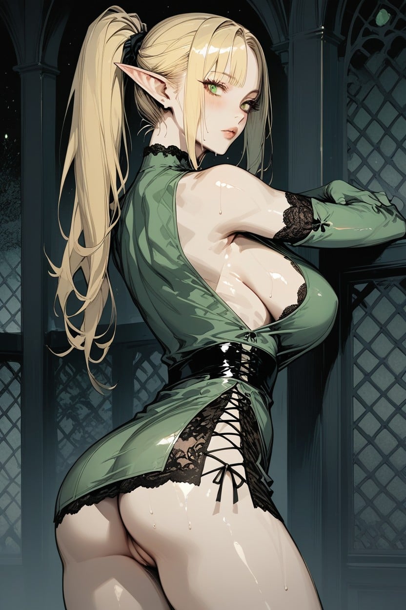 No Panties, Green Tank Top, 18+ Hentai AI Porn