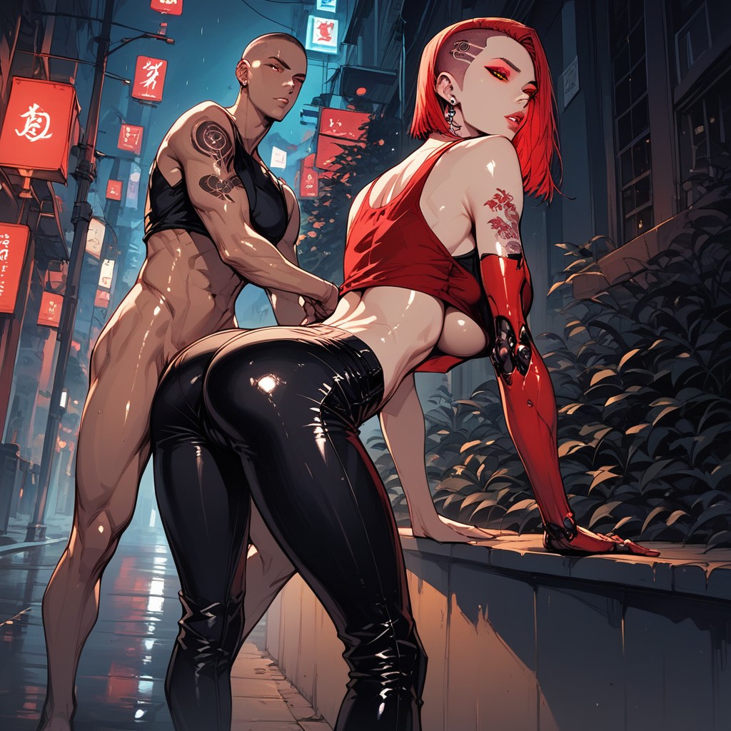 Underboob, Sci-fi City, Rounded Breast Hentai AI Porn
