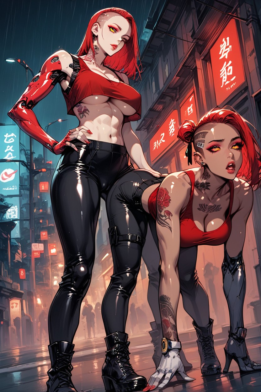 Red Tank Top, Doggy Style, Rain Hentai AI Porn