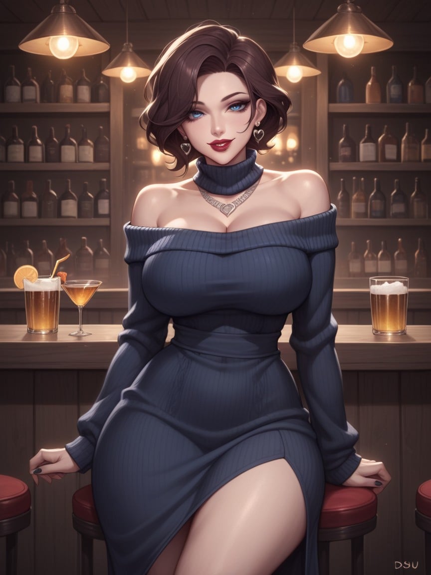30+, Pub At Night, Wasp Waist Hentai AI Porn
