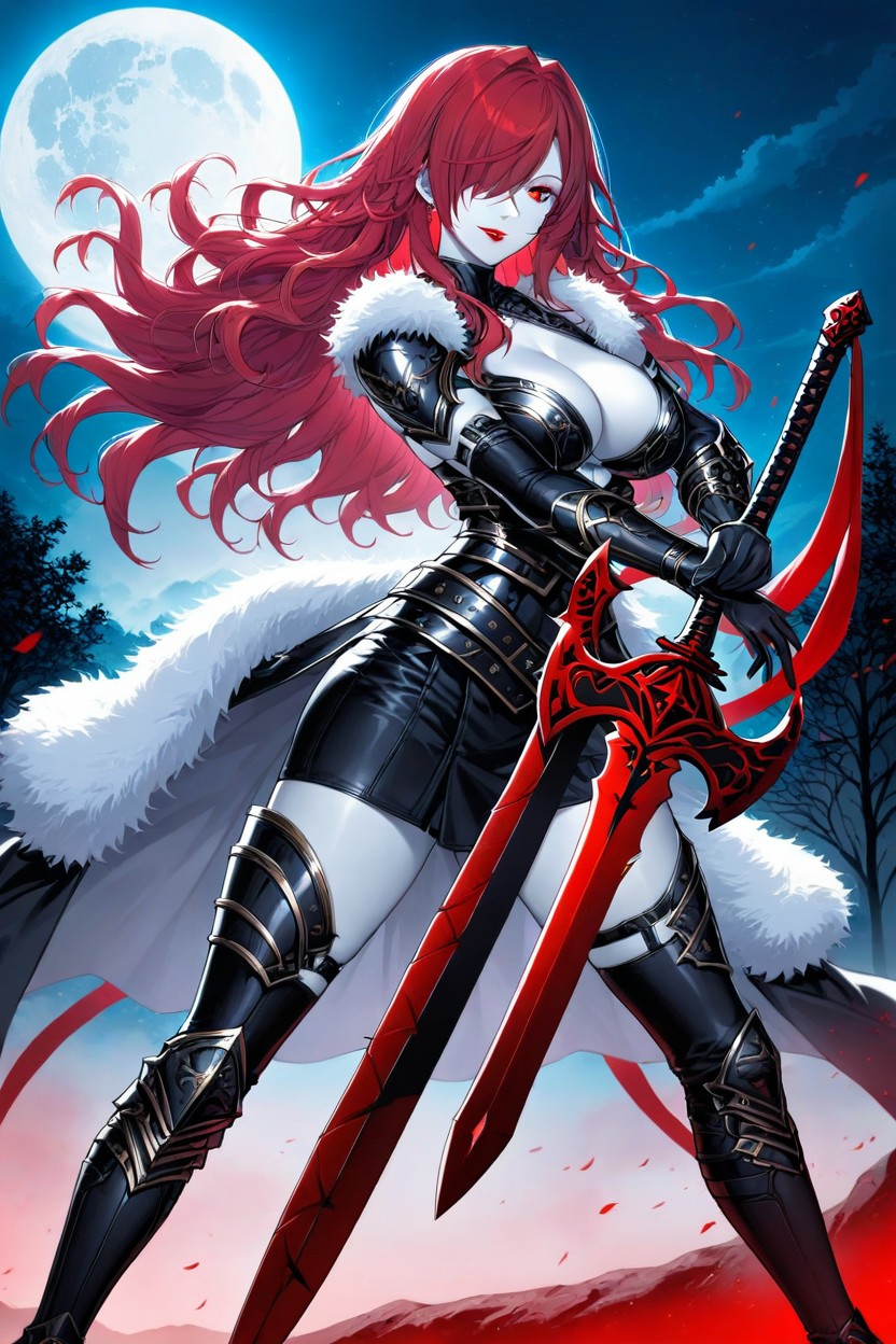 Black Armor Halterneck, Wide Hips, Medium Breast Hentai AI Porn