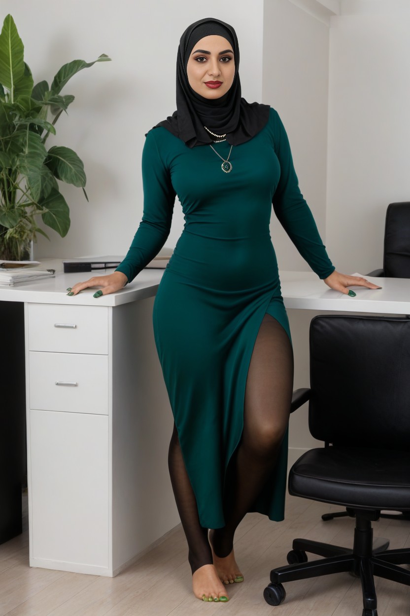 Black Pantyhose, Hijab, Necklace AI Porn