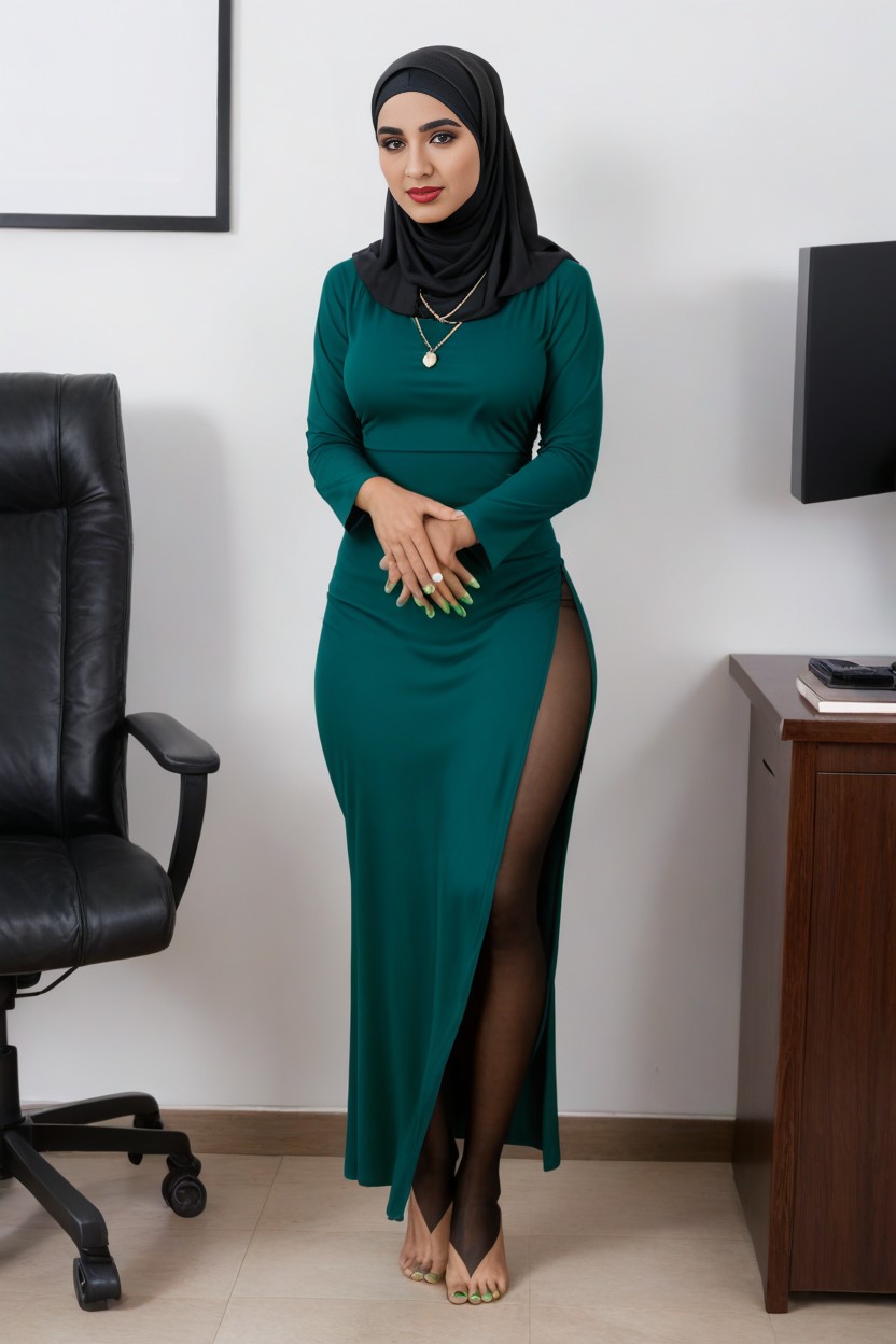 Beautiful Face, Full Body, Office AI Porn