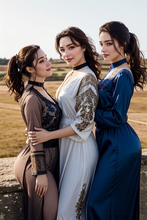 18+, Choker, Fluffy Ponytail Hair In The Wind AI Porn