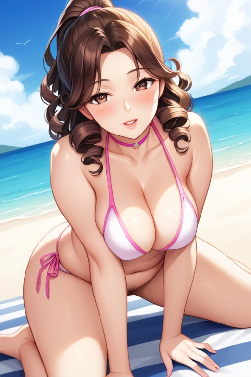 Big Thigh, Anime Style, Beach Background Hentai AI Porn