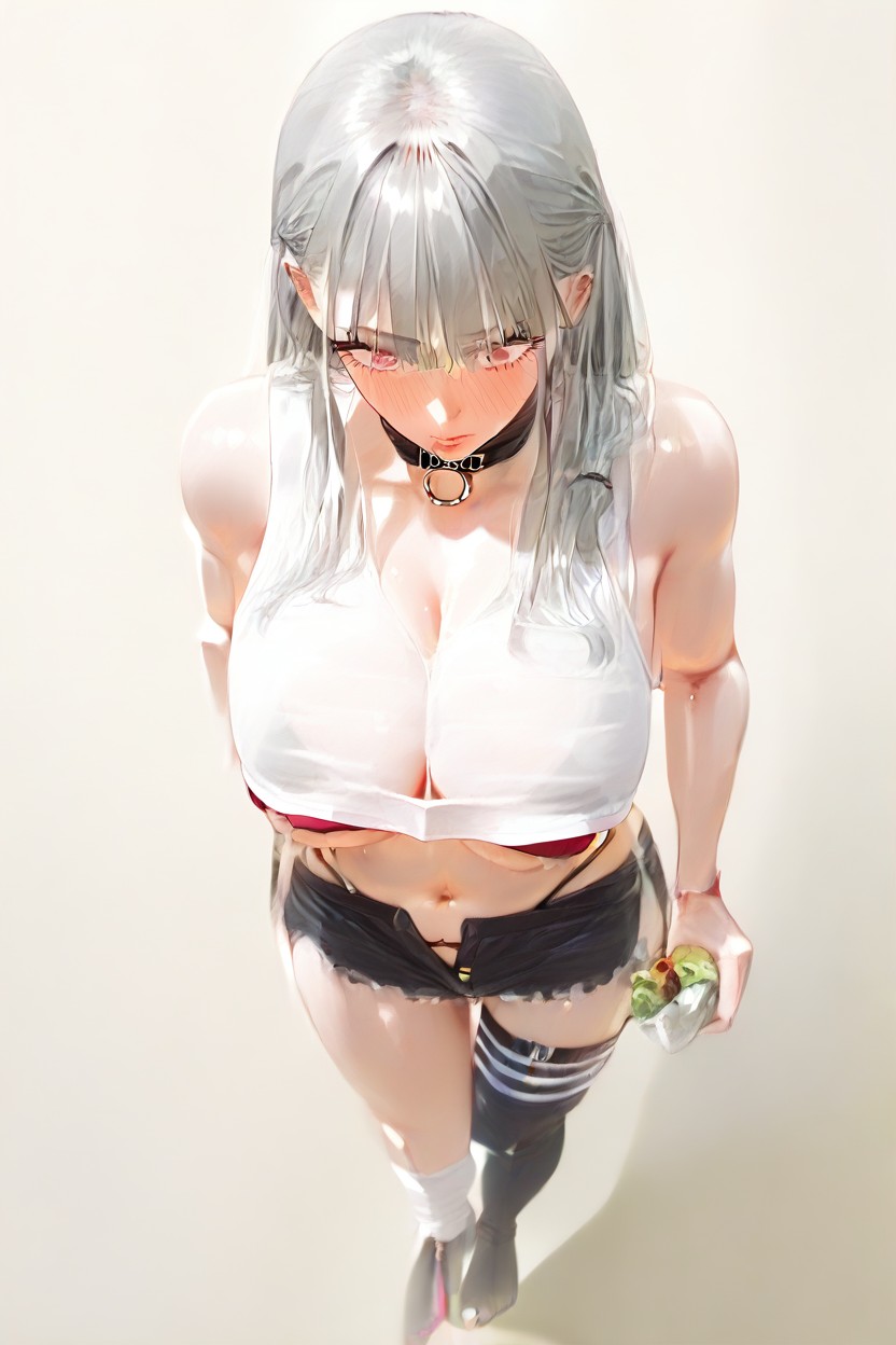 Underboob, Standing, Knees Together Feet Apart Hentai AI Porn
