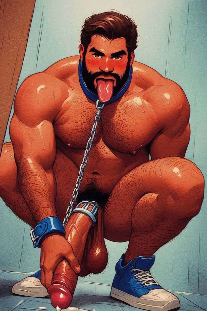 Sweaty, Beard, Arms Behind Back AI Gay Porn