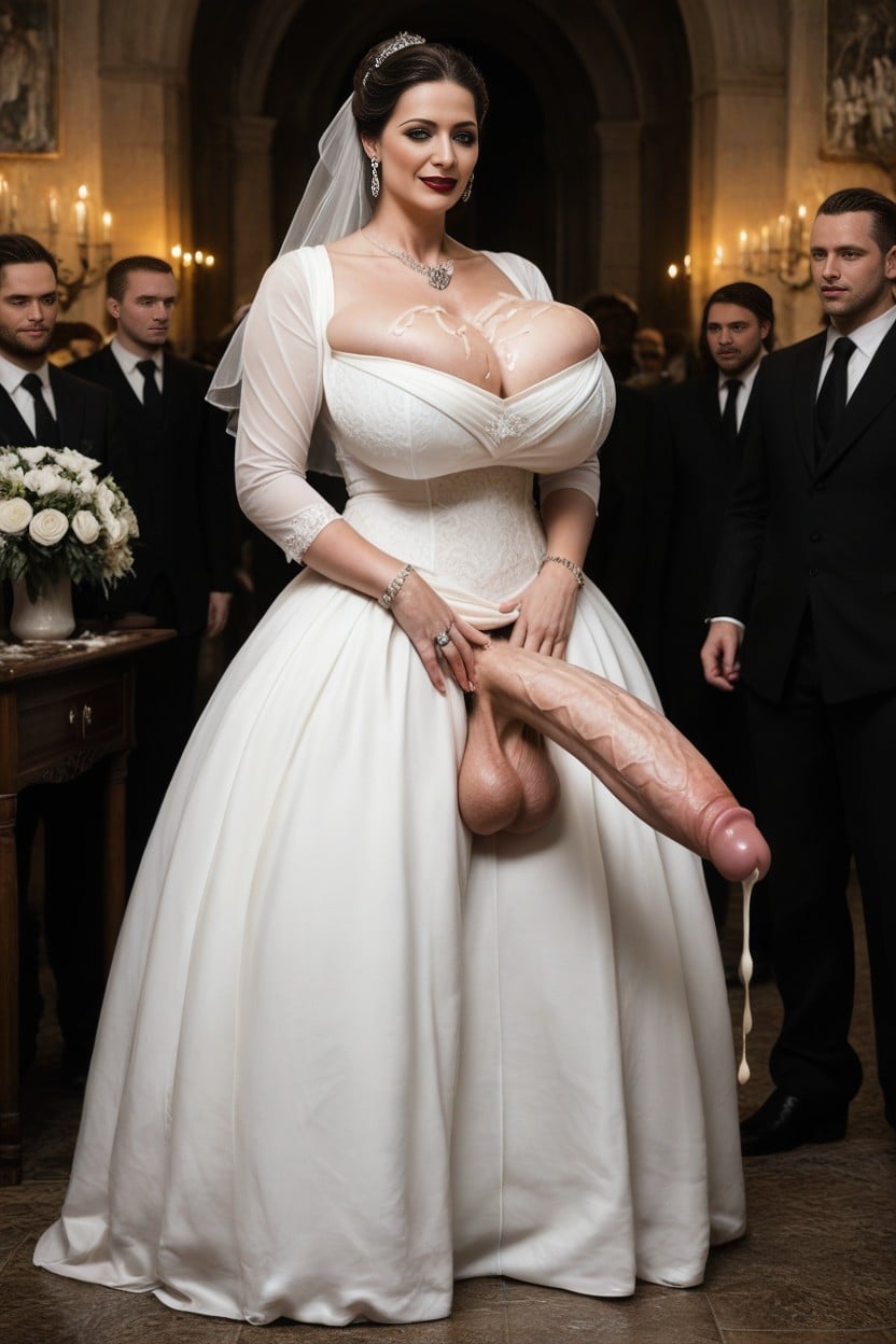 Hyper Cock, Wedding, Cum Leaking From Cock Shemale AI Porn