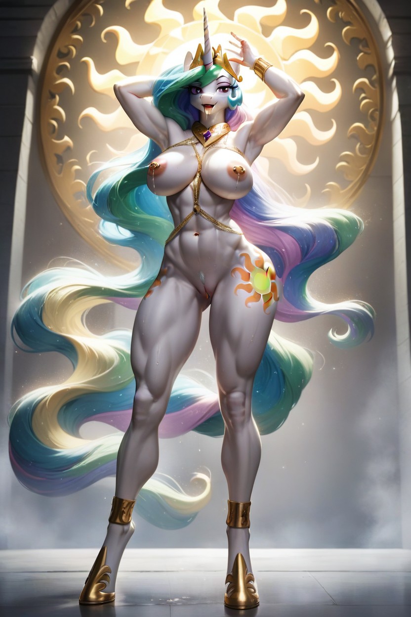 Horny, Gold Body Harness, 18+ AI Porn