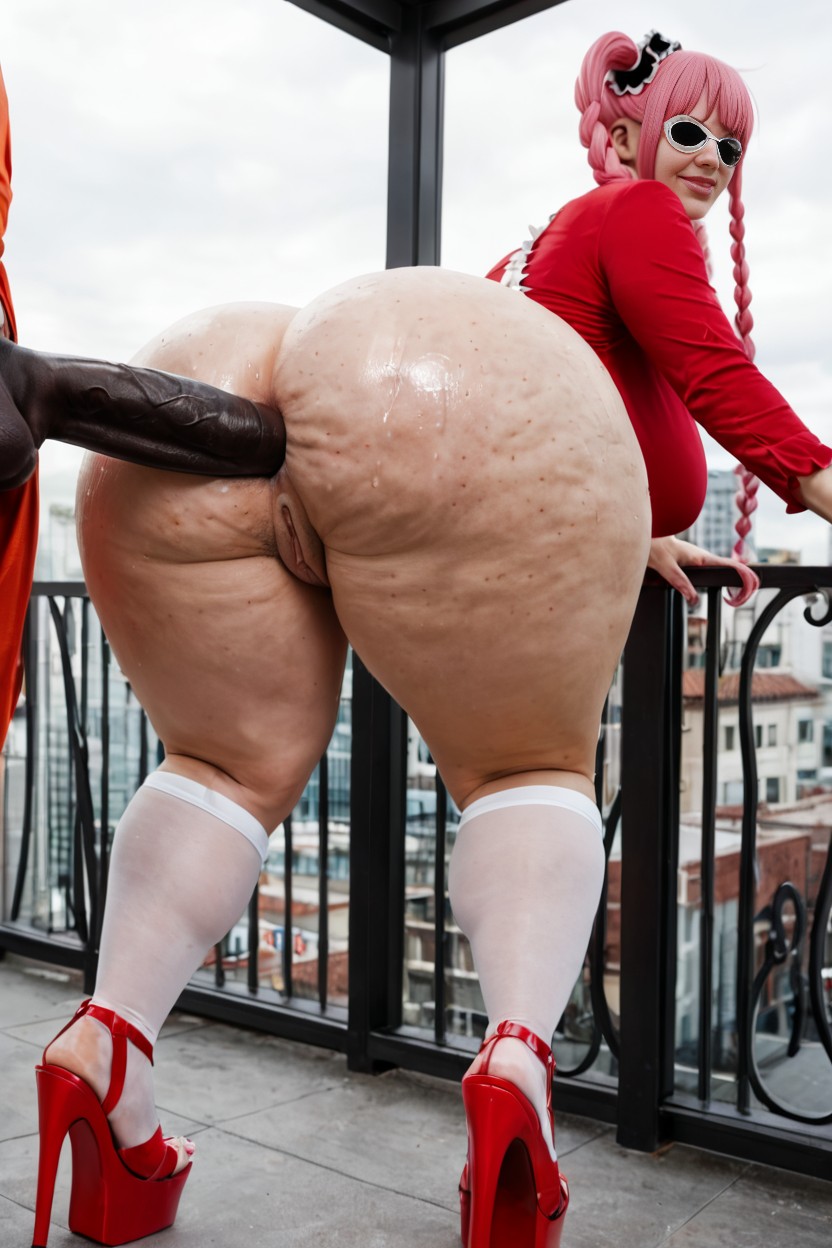 Rear Sided View, Oiled Ass, Gigantic Butt AI Porn