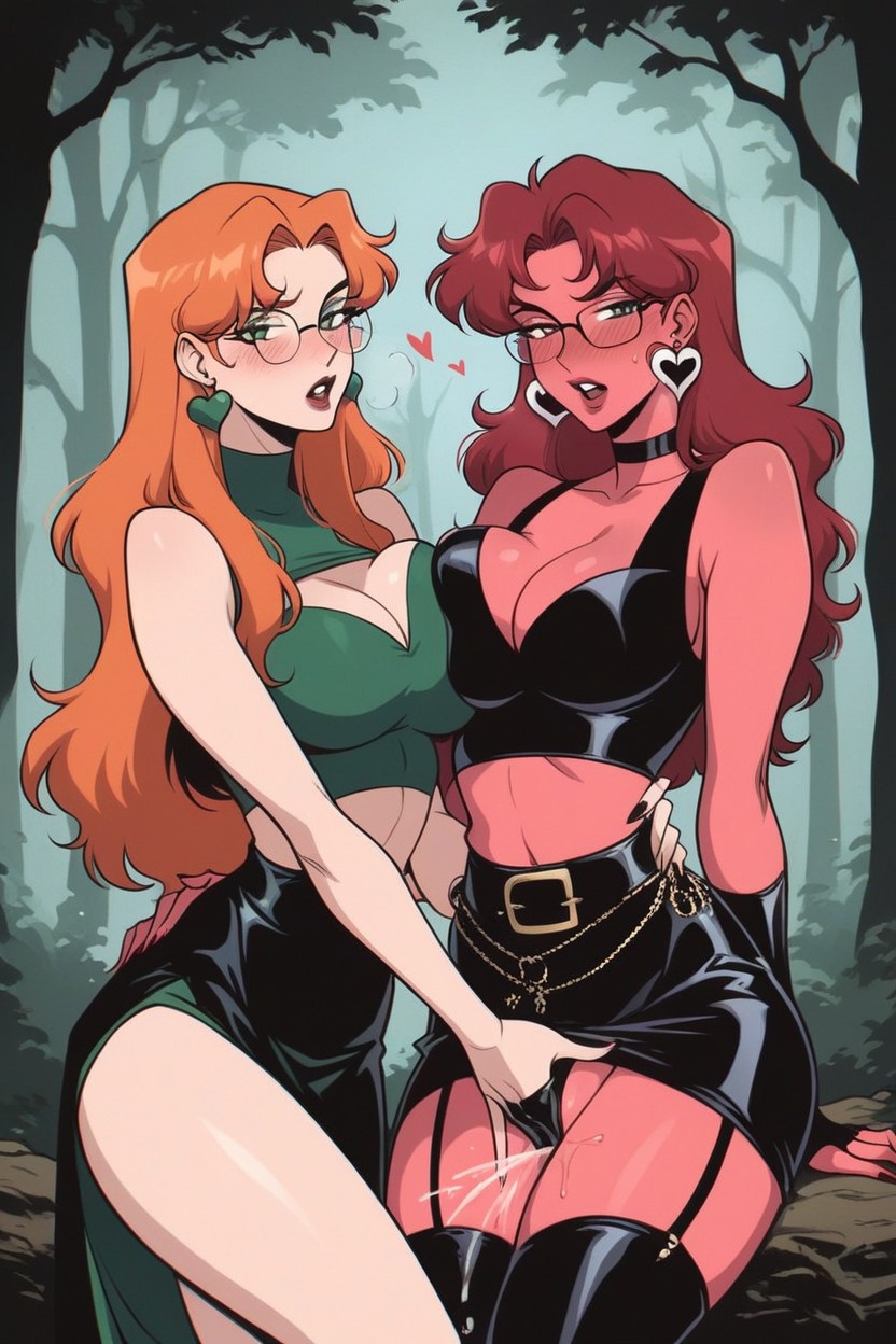 Dark Forest Campfire, Striptease, But Aroused Facial Expression Hentai AI Porn