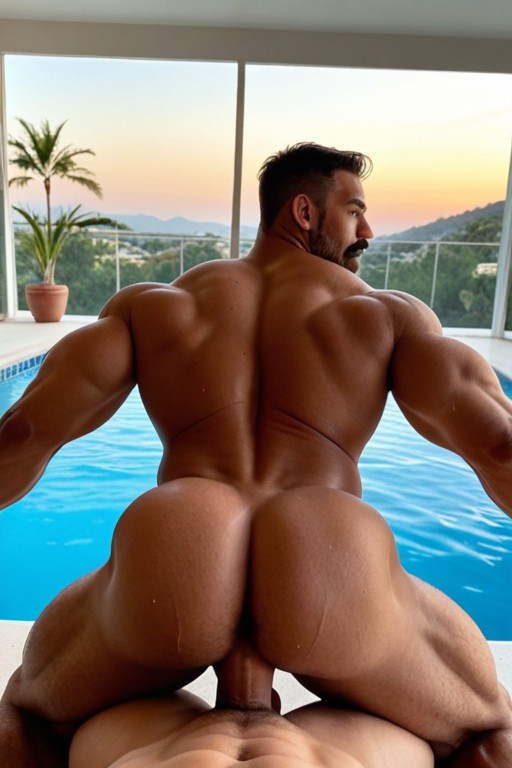 Massive Penis, Large Pectoral Muscles, Sweaty AI Gay Porn