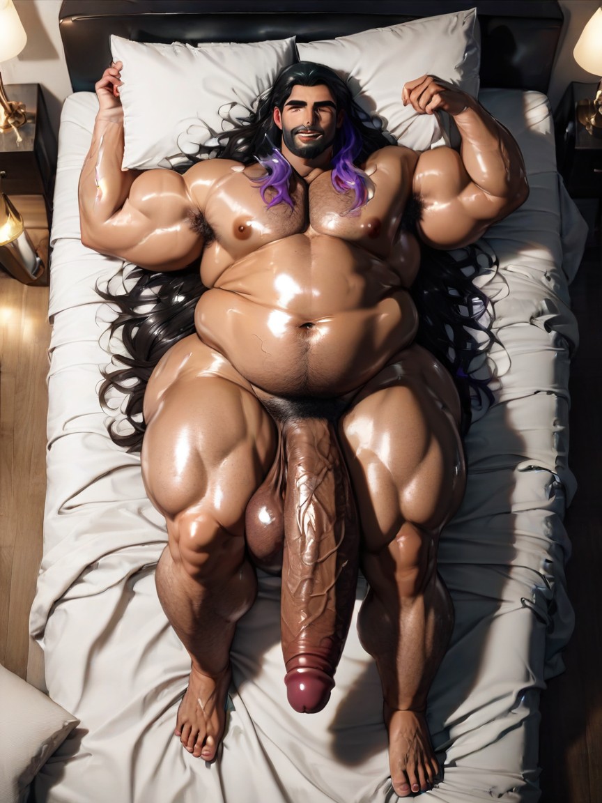 Gigantic, Laying In Bed, Oiled Skin AI Gay Porn