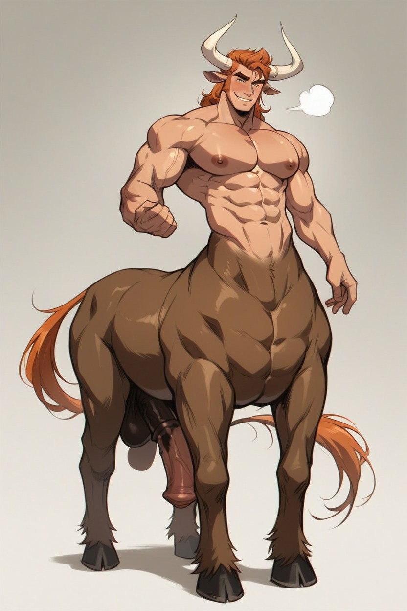 Brown Eyes, Gigantic Humantaur, Front View AI Gay Porn