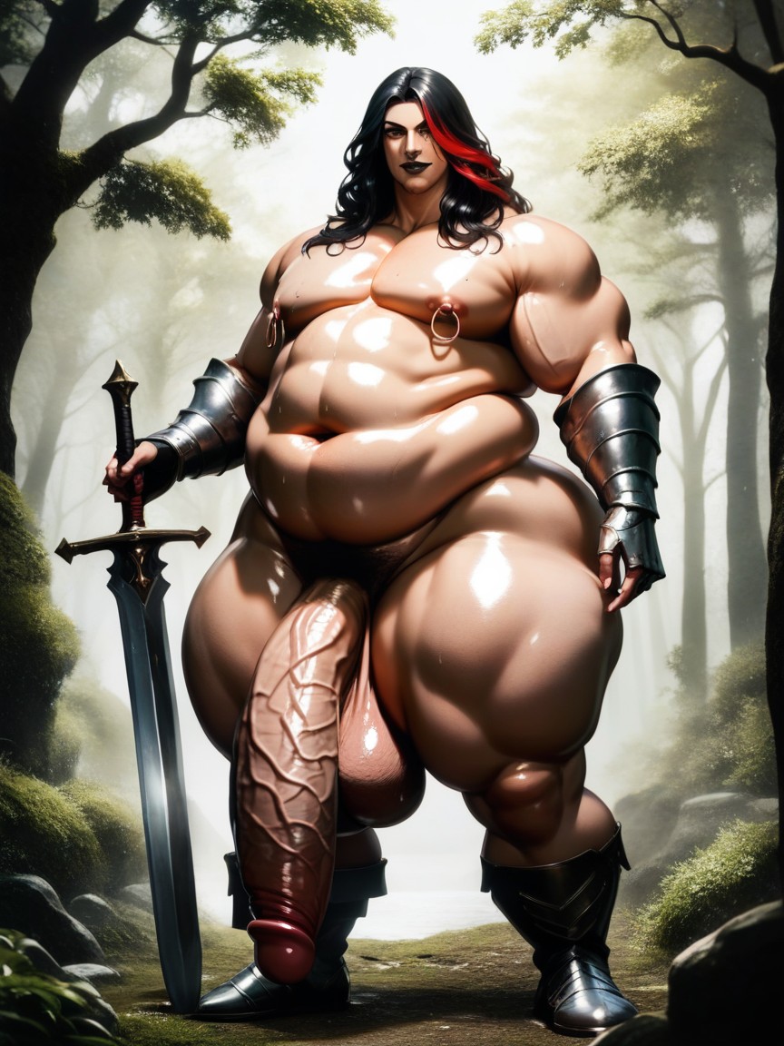 Beautiful Effeminate Face, Gigantic Sagging Balls, Black Medieval Boots AI Gay Porn