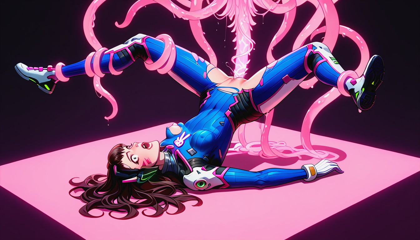 Hanging Upside Down By Tentacles, Dynamic Pose, Lifted Up Hentai AI Porn