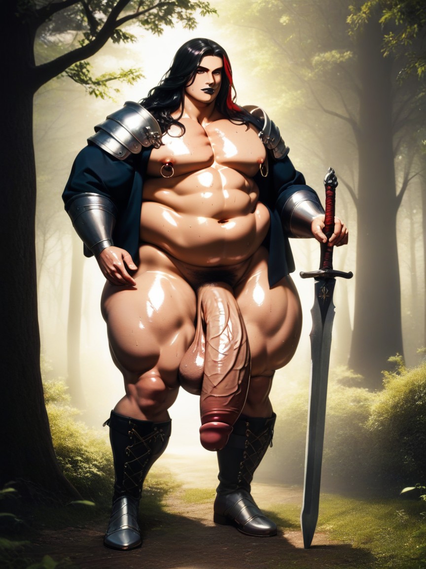 Fat, Hyper Penis Length, Shaved Body AI Gay Porn