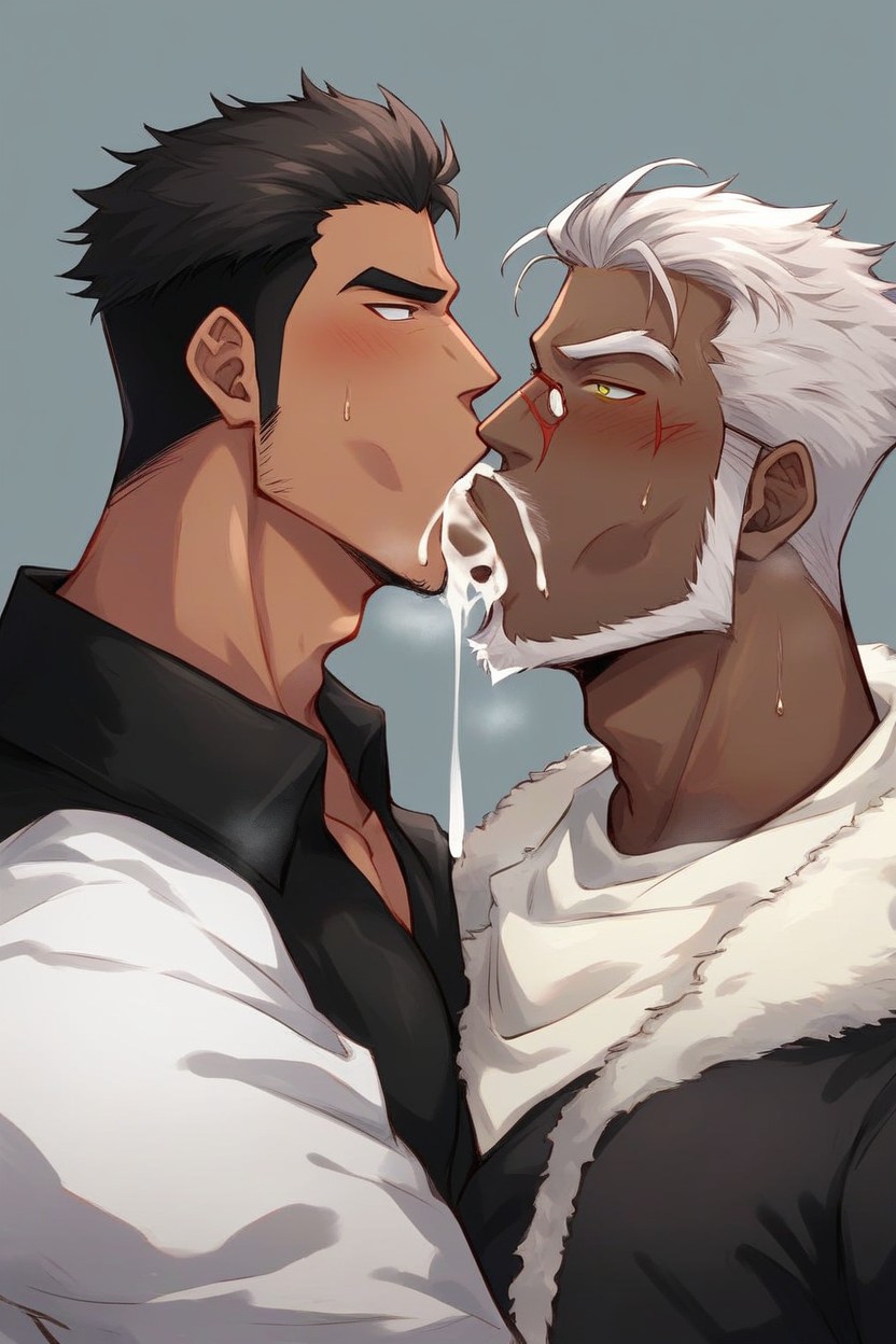 Breite, Disgusted, Alter Blonder Muskelprotz AI Gay Porn