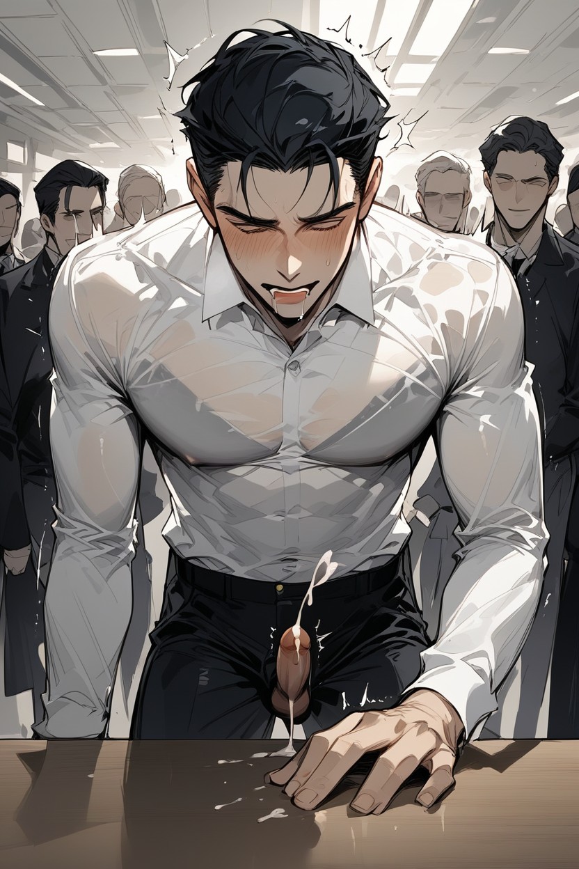 See-through Clothes, Drooling, On Table AI Gay Porn