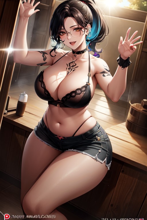 Red Crop Top, Thick, Cinematic Lighting Hentai AI Porn