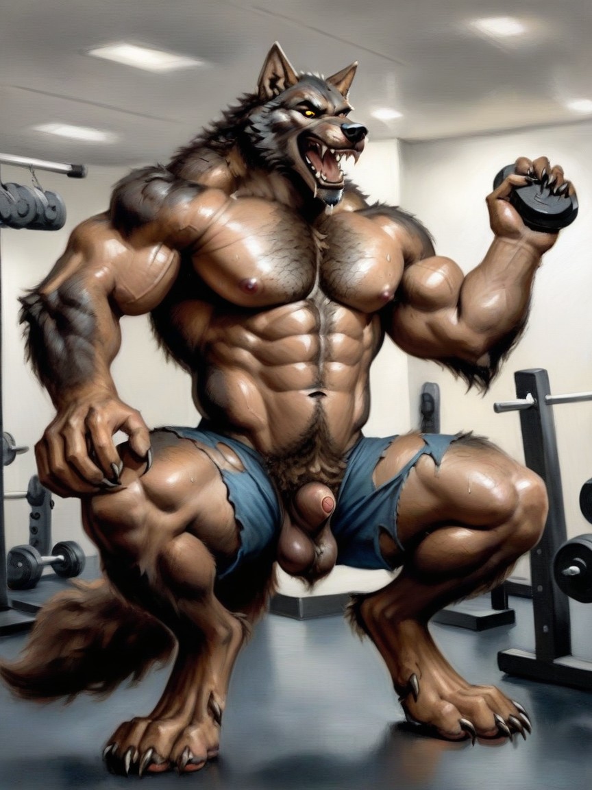 Drooling Open Mouth, Sweaty, With A Thick Patch Of Curly Pubic Hair Poking Out Furry AI Porn
