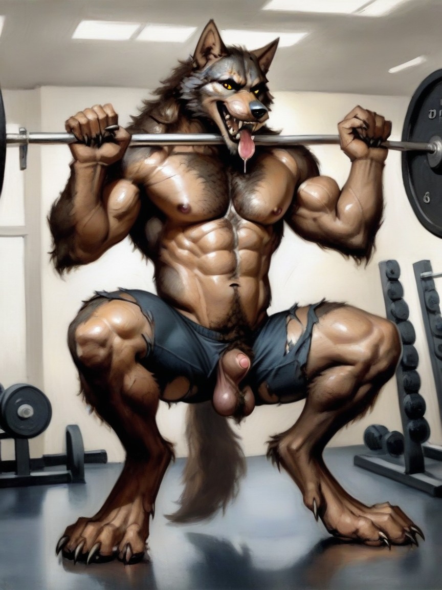 Paw Feet Bursting Out Of Black Gym Shoes, Artwork Quality, Lobo Furry IA