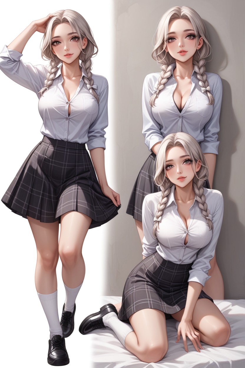 Straight Nose, Playful Facial Expressions, Adjusting Bra While Making Eye Contact AI Porn