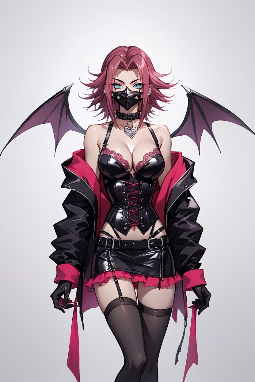 Mini Skirt, Goth, Latex Gloves Hentai AI Porn