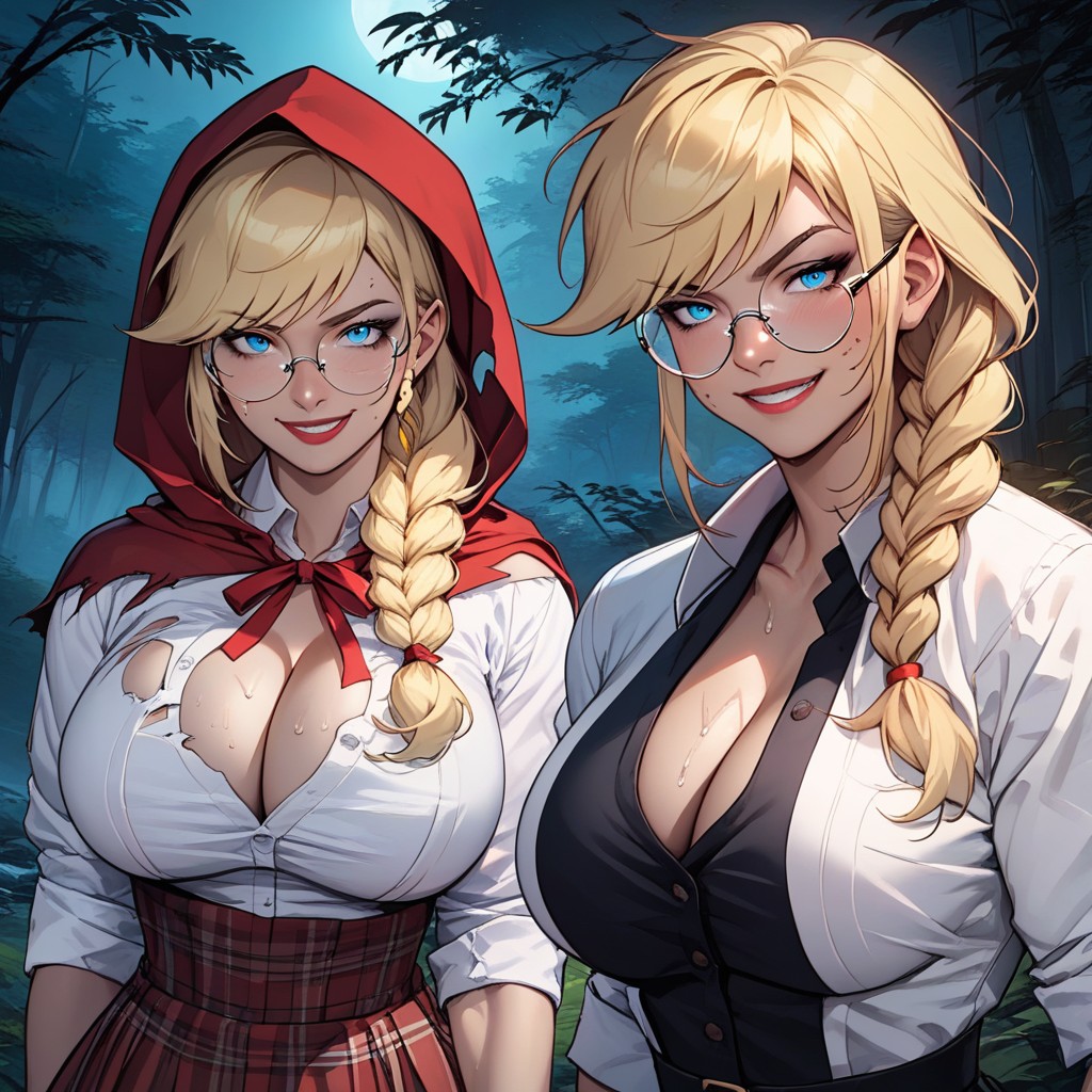 Kilt, Large Round Glasses, Ripped Stockings Hentai AI Porn
