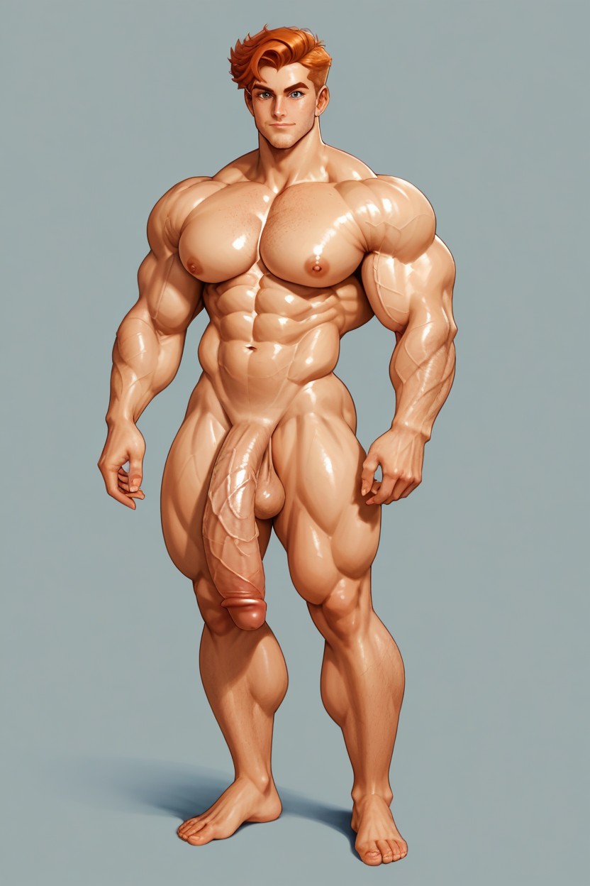 Long Muscular Neck, Huge Pecs, Lean Waist AI Gay Porn