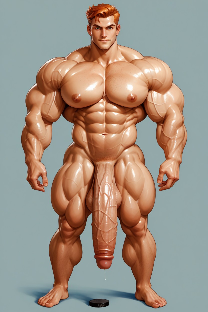 Naked, Long Muscular Neck, Hyper Muscles AI Gay Porn