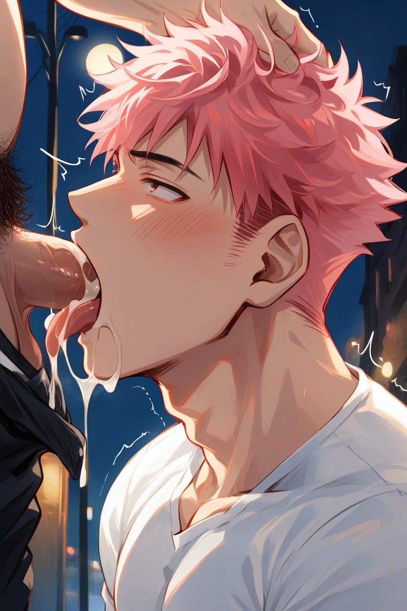 Night, Penis On Tongue, Drooling AI Gay Porn