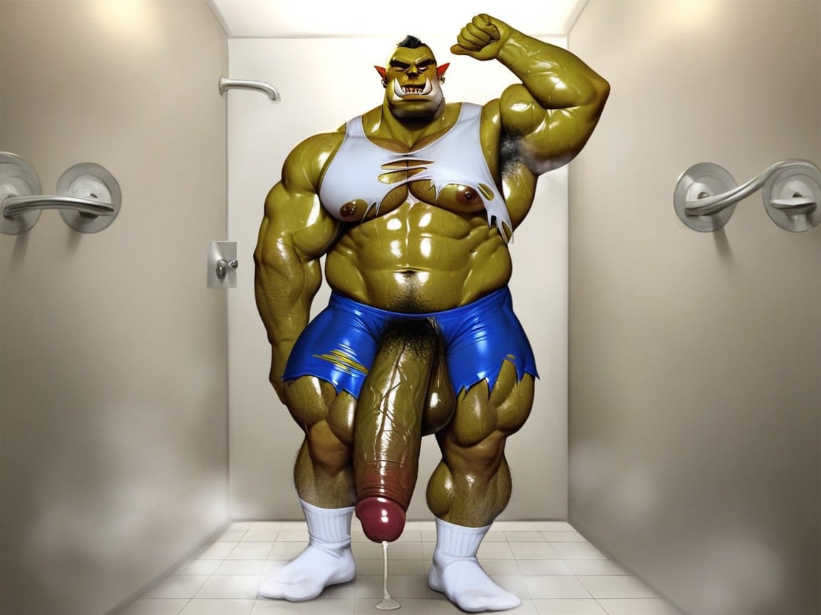 Sweaty, Massive Soft Cock, Cock Out Through Fly AI Gay Porn