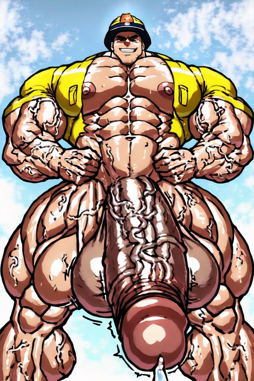 Sweaty, Huge Testicles, Suntanned Skin AI Gay Porn