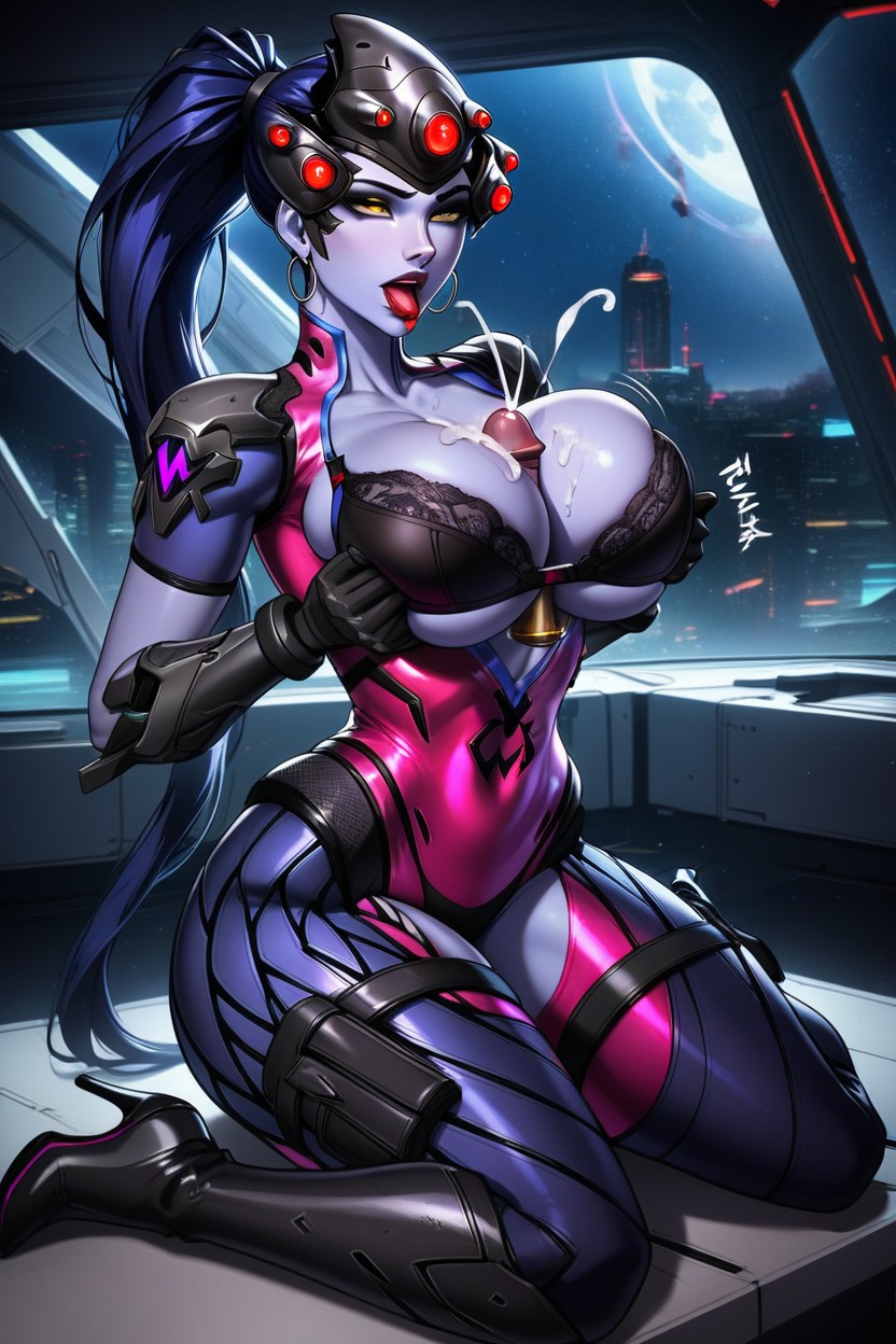 Long Black Eyelashes, Makeup, Night AI Porn