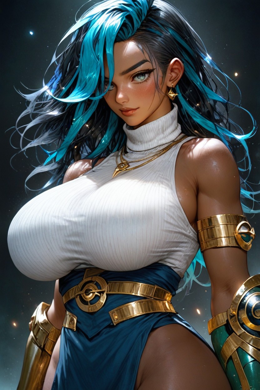 River, Long Hair, Black Hair Blue Hair AI Porn