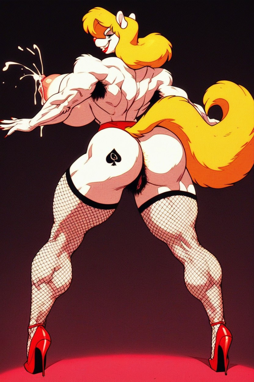 Bending Over, Thick Red Lips, Blonde Hair Furry IA