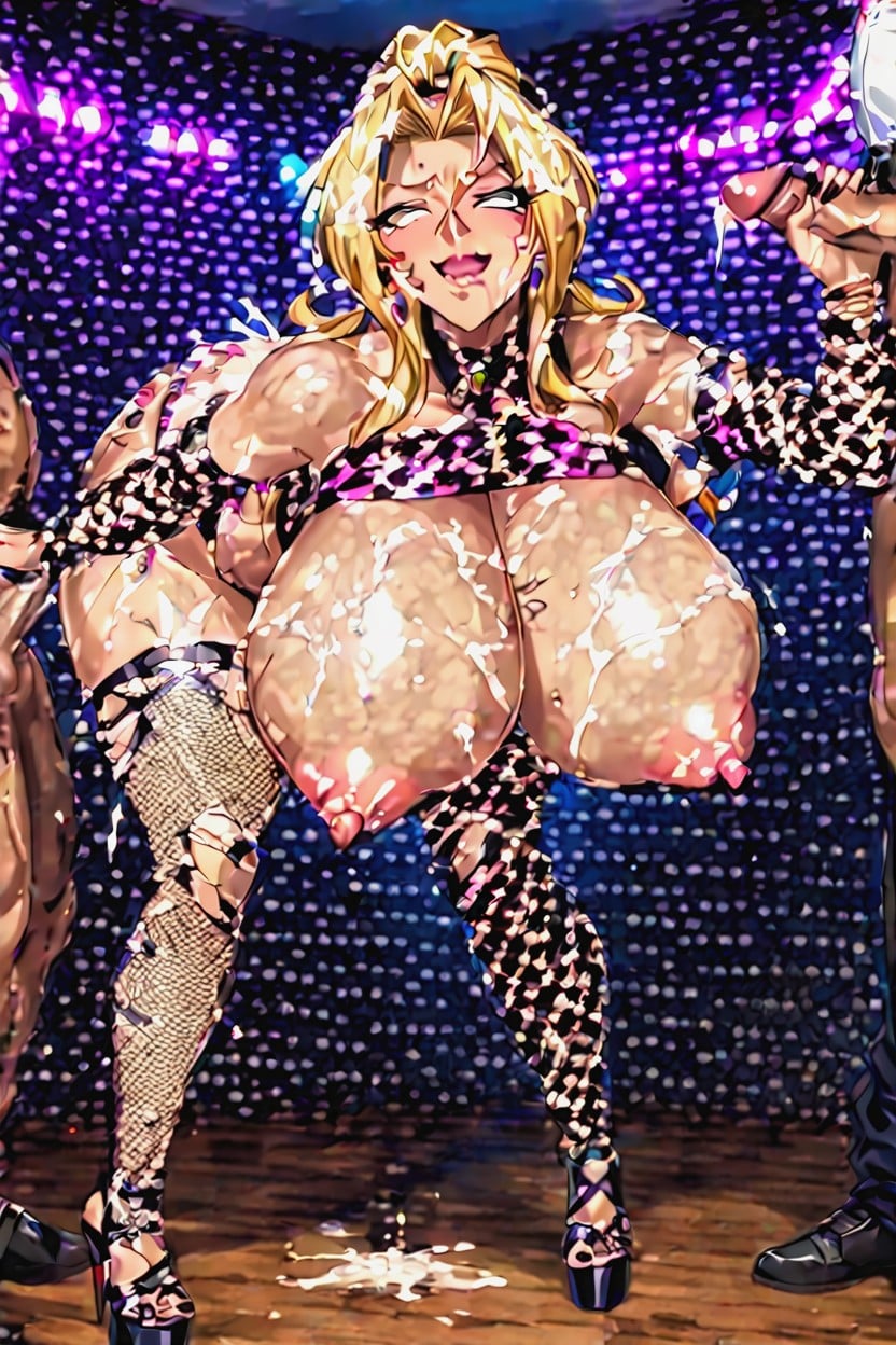 Bounce Lines, Exposed Breast, Really Long Blonde Hair Hentai AI Porn