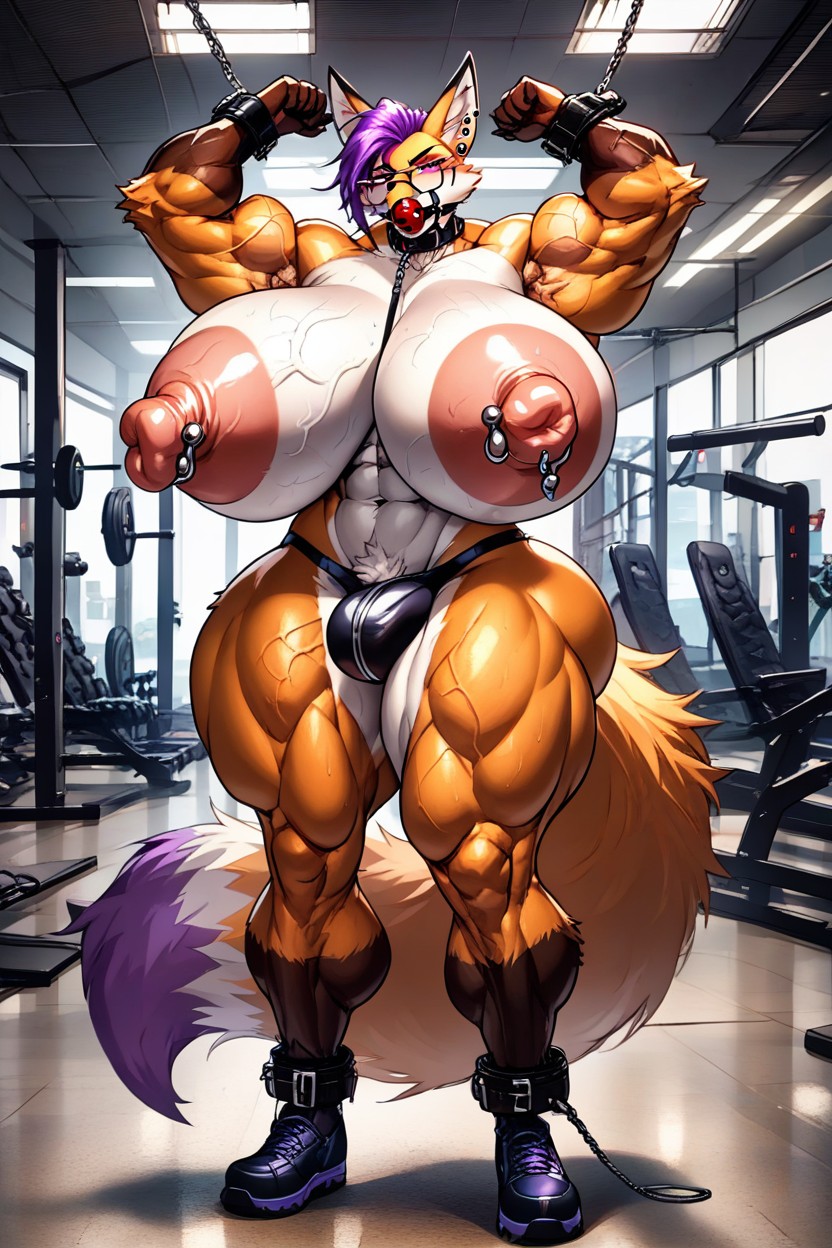 Shredded Muscle Legs, Thick Thighs, Full Body View Furry AI Porn