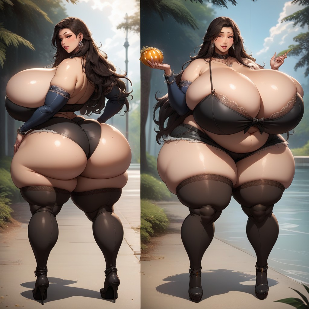 18+, Her Kink Has Forever Changed Her Busty Thick Body Forever More Enlargeing And Fattening As She Grows Larger, Thick Thighs BBW AI Porn