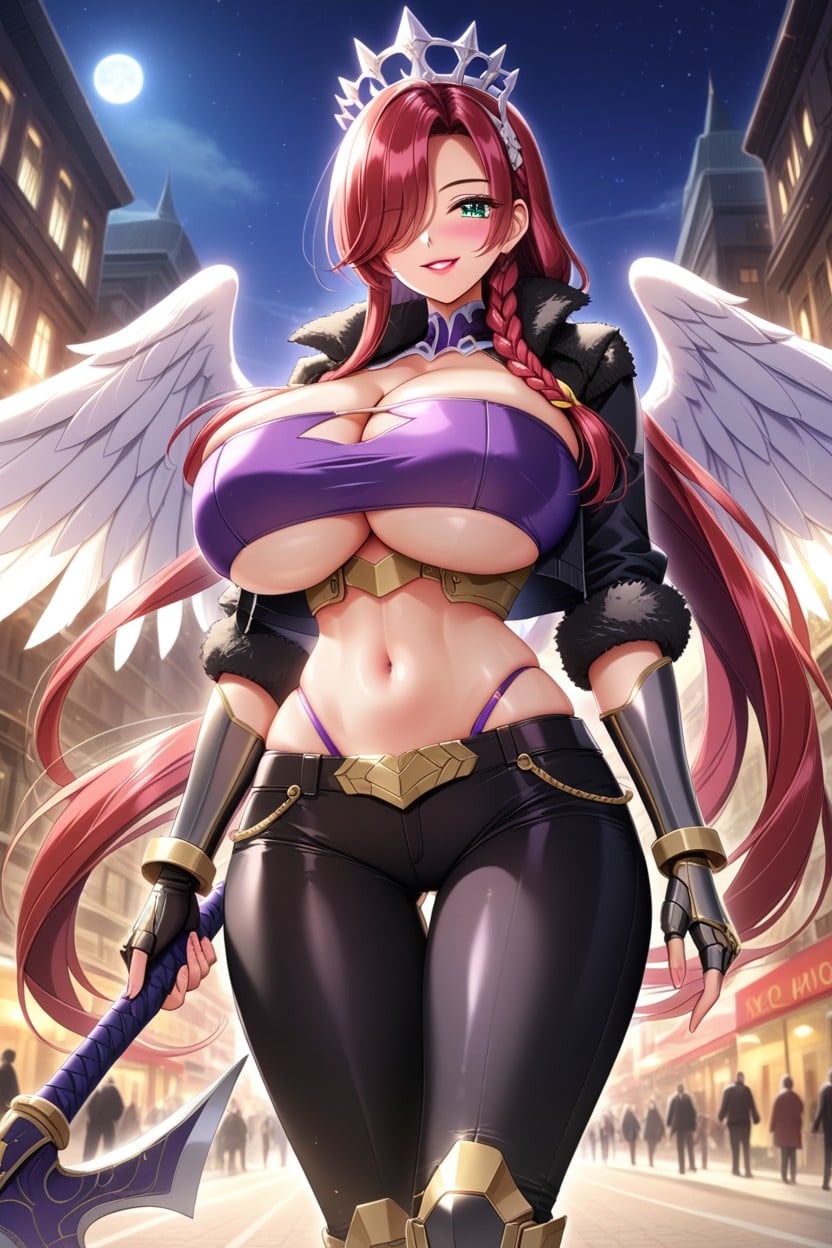 Black Bomber Jacket With White Fur, 18+, Long Hair Hentai AI Porn